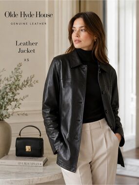 Vintage the Olde Hide House Genuine Leather Coat Old Money aesthetic Oversized